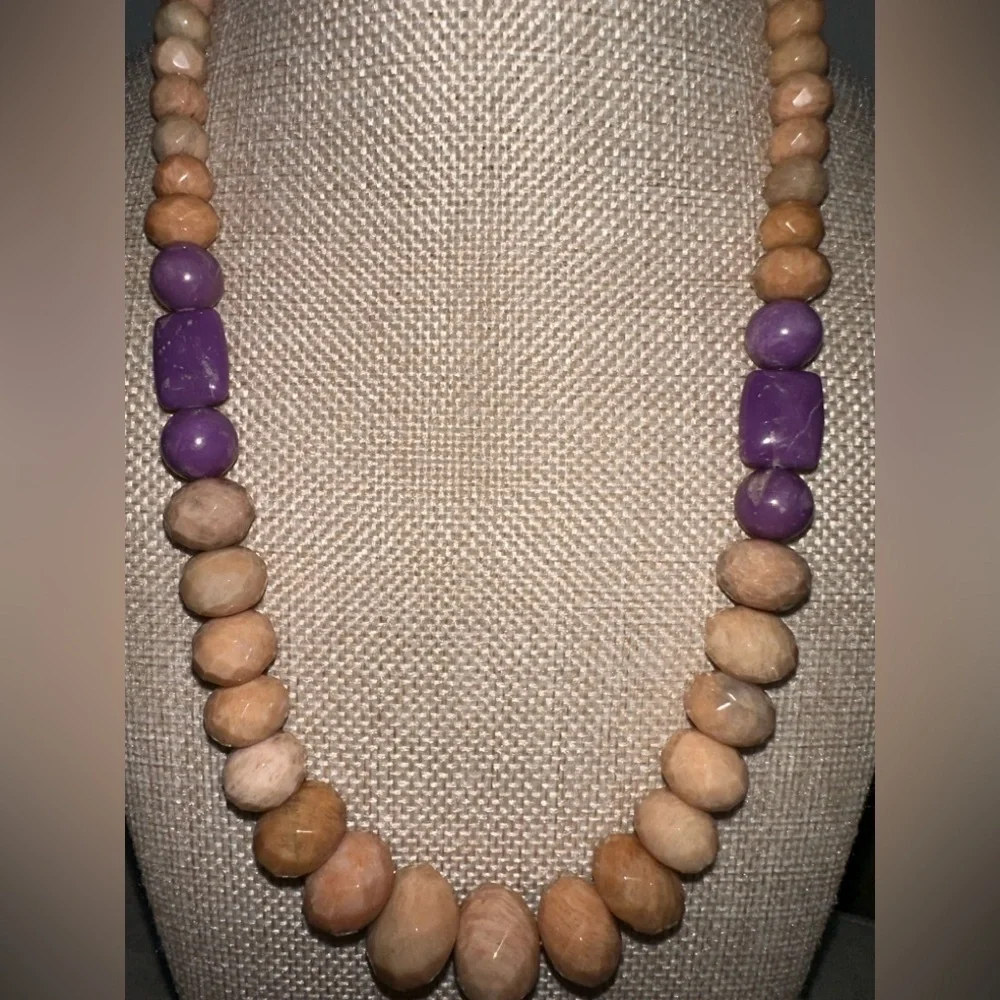 Peach Stone and Phosphosiderite Bead Necklace by Jay King - Picture 4 of 11